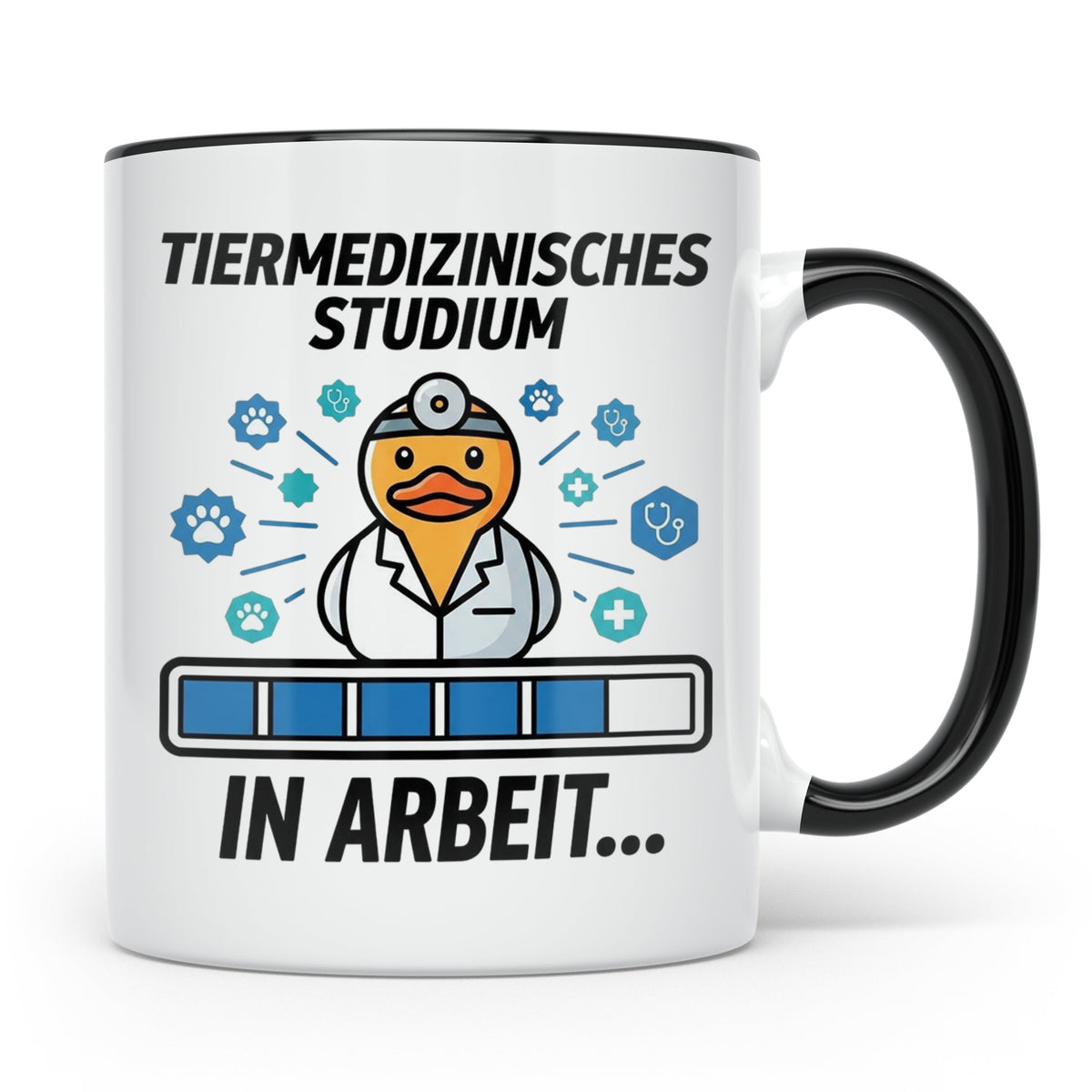 Tiermedizin Studium Tasse für Studenten, Lustige Quietscheen – Schwarz [farbe:schwarz]