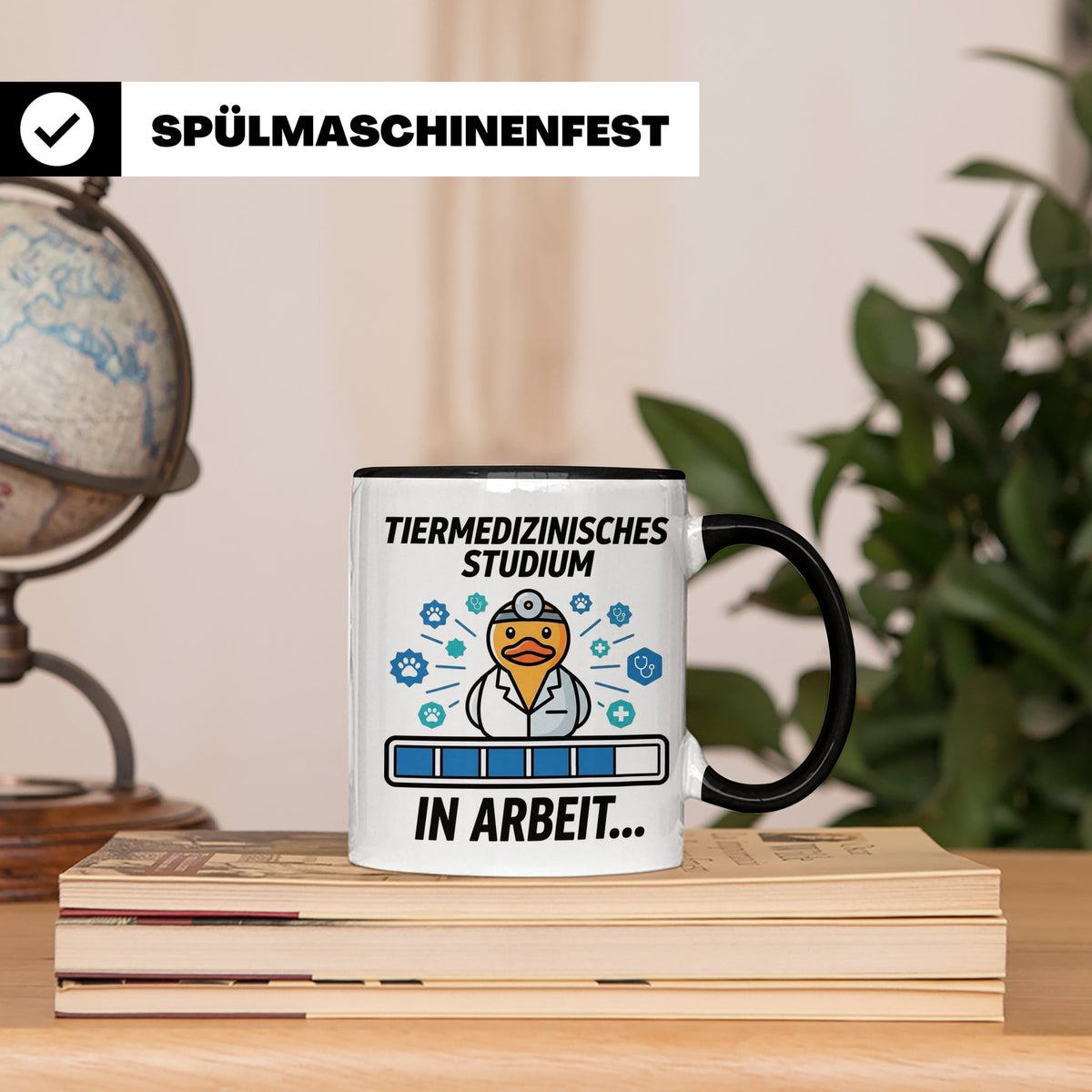 Tiermedizin Studium Tasse für Studenten, Lustige Quietscheen – Schwarz [farbe:schwarz]