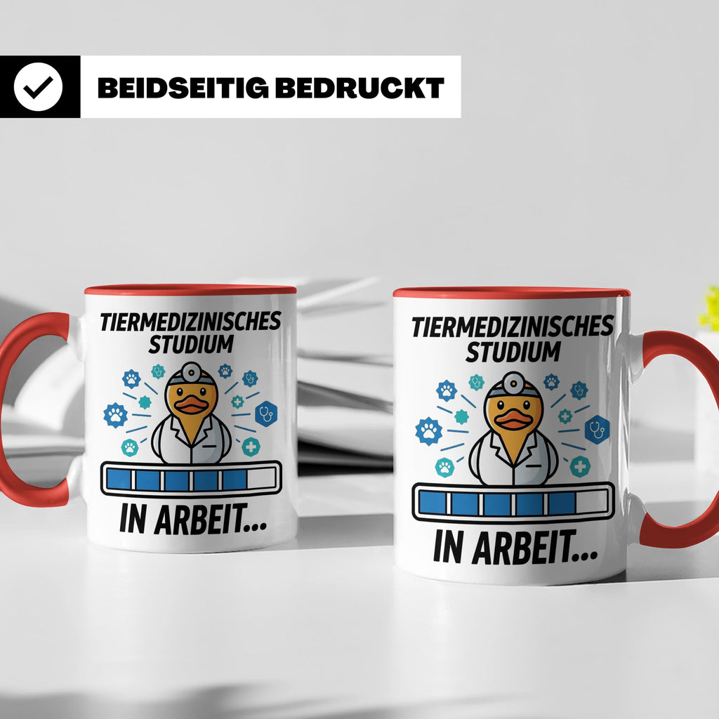 Tiermedizin Studium Tasse für Studenten, Lustige Quietscheen – Rot [farbe:rot]