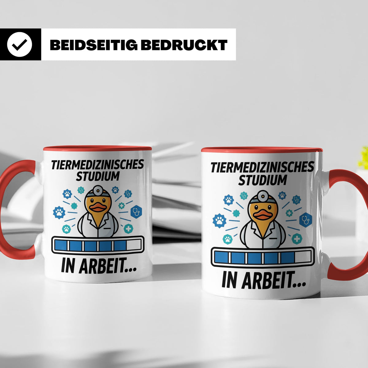 Tiermedizin Studium Tasse für Studenten, Lustige Quietscheen – Rot [farbe:rot]