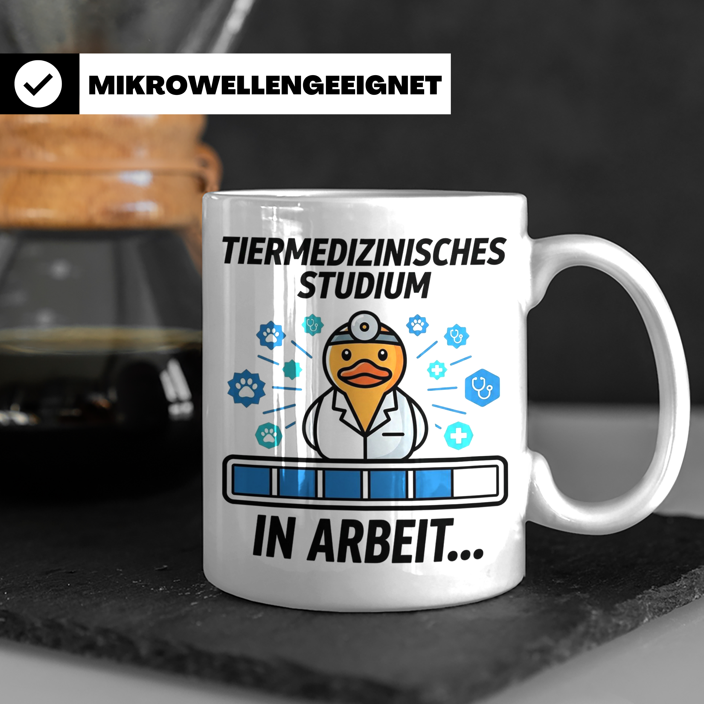 Tiermedizin Studium Tasse für Studenten, Lustige Quietscheen – Weiß [farbe:weiß]