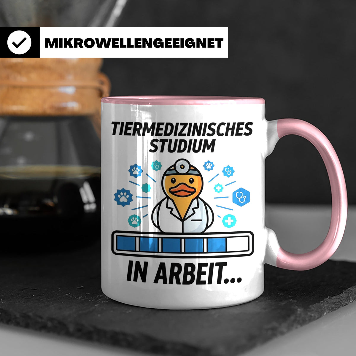 Tiermedizin Studium Tasse für Studenten, Lustige Quietscheen – Rosa [farbe:rosa]