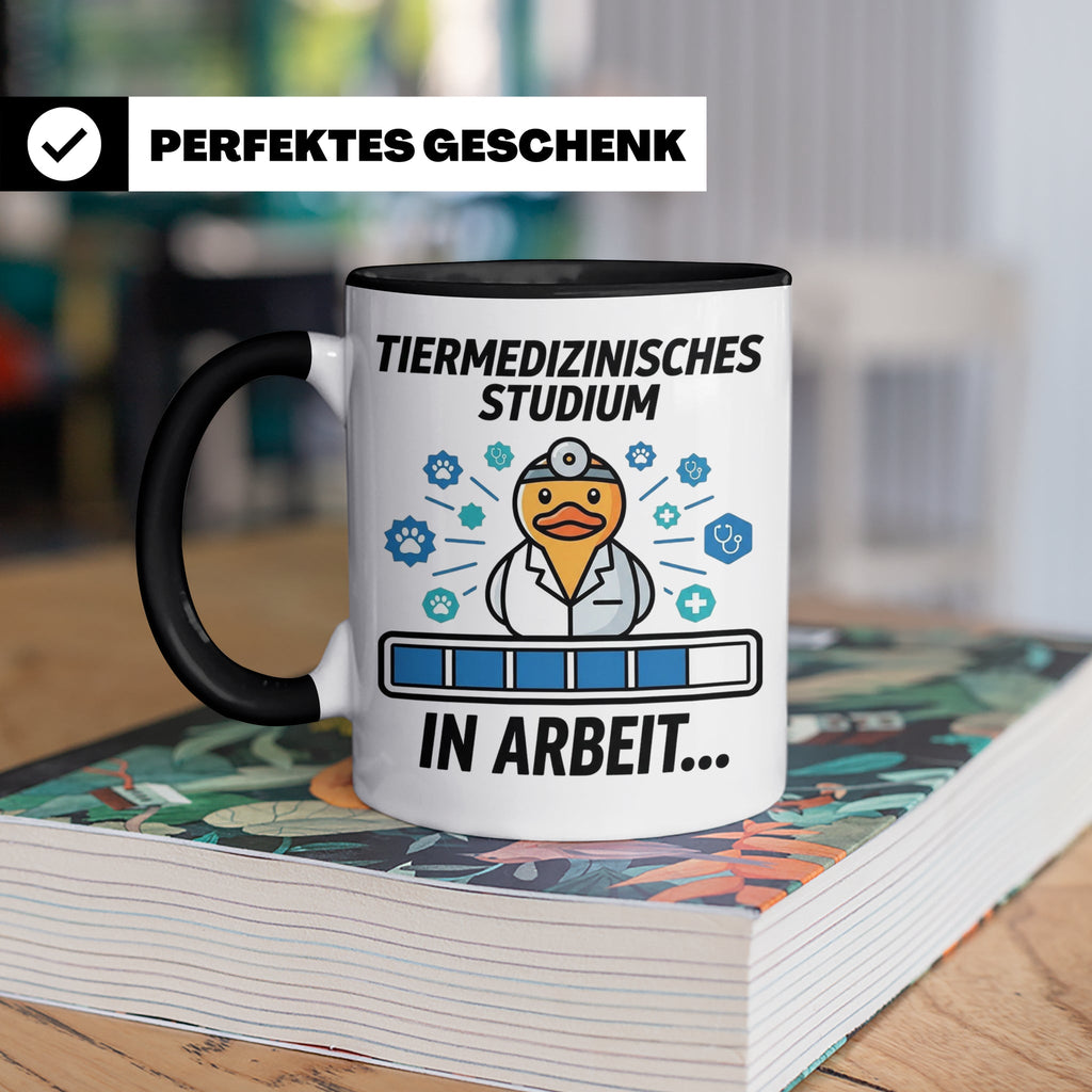 Tiermedizin Studium Tasse für Studenten, Lustige Quietscheen – Schwarz [farbe:schwarz]