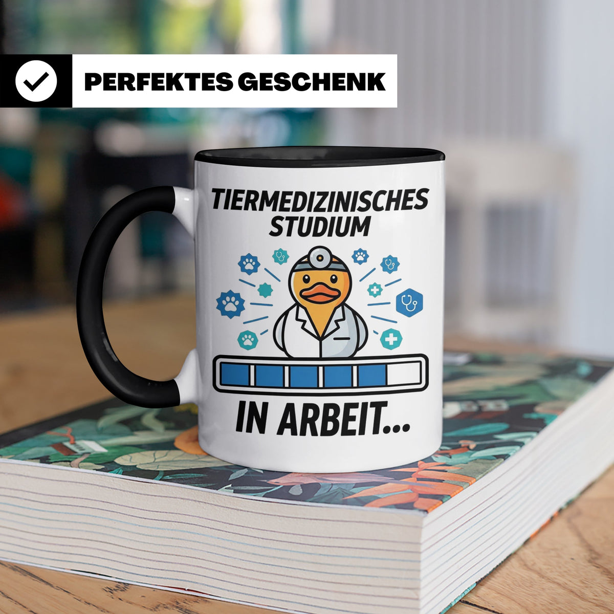 Tiermedizin Studium Tasse für Studenten, Lustige Quietscheen – Schwarz [farbe:schwarz]