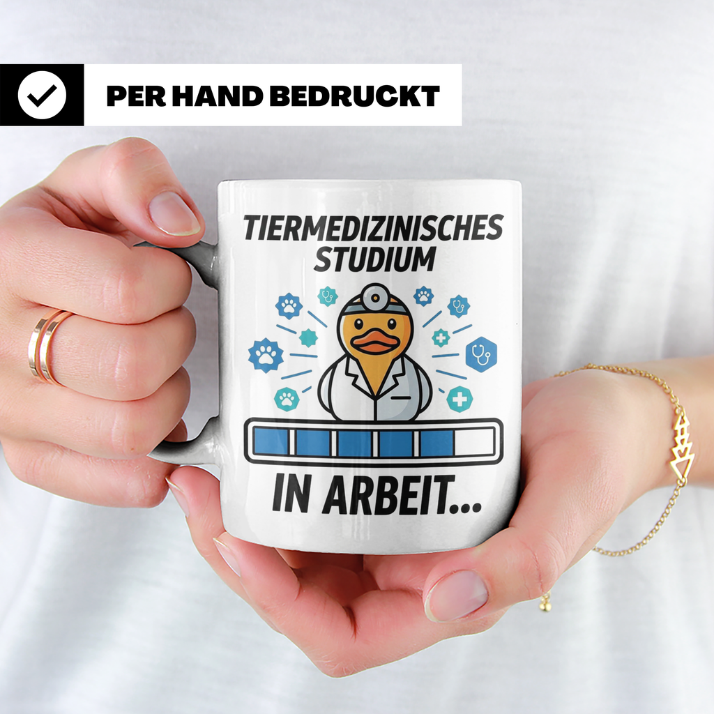 Tiermedizin Studium Tasse für Studenten, Lustige Quietscheen – Weiß [farbe:weiß]