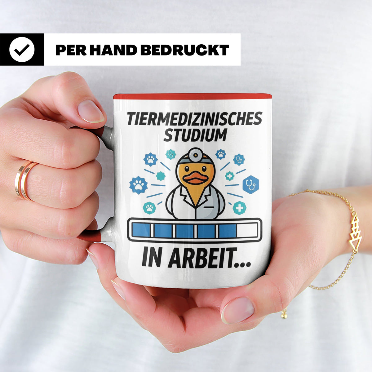 Tiermedizin Studium Tasse für Studenten, Lustige Quietscheen – Rot [farbe:rot]