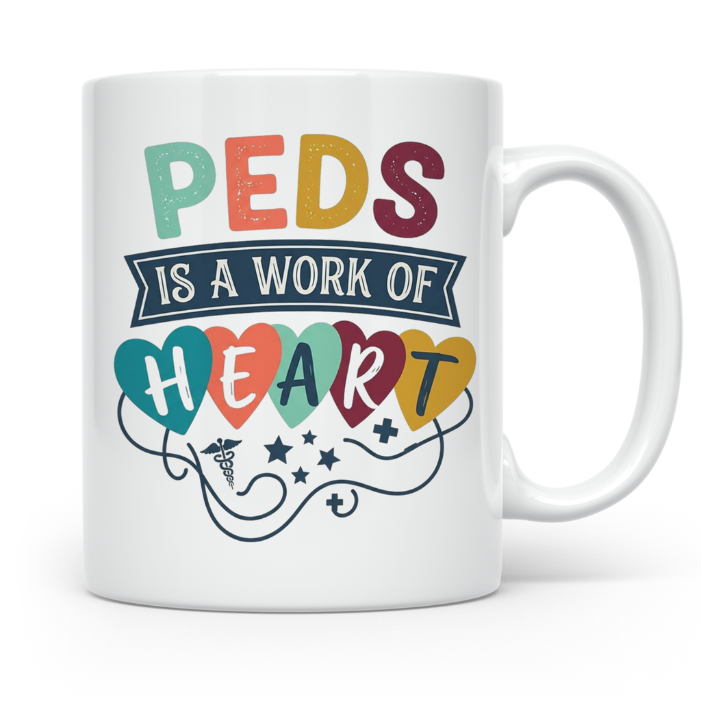 Pädiatrie Tasse Peds is a work of Heart Kinderkrankenschwest – Weiß [farbe:weiß]