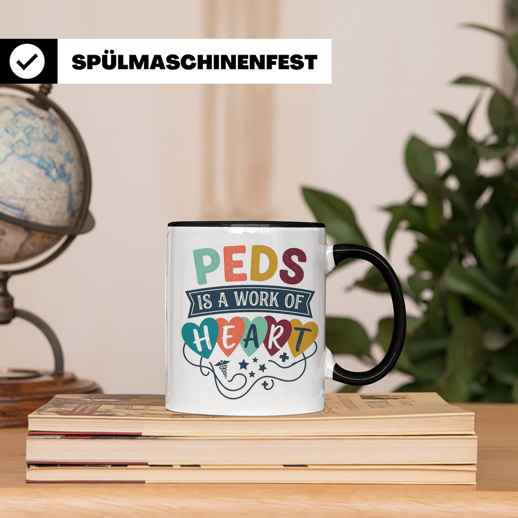 Pädiatrie Tasse Peds is a work of Heart Kinderkrankenschwest – Schwarz [farbe:schwarz]