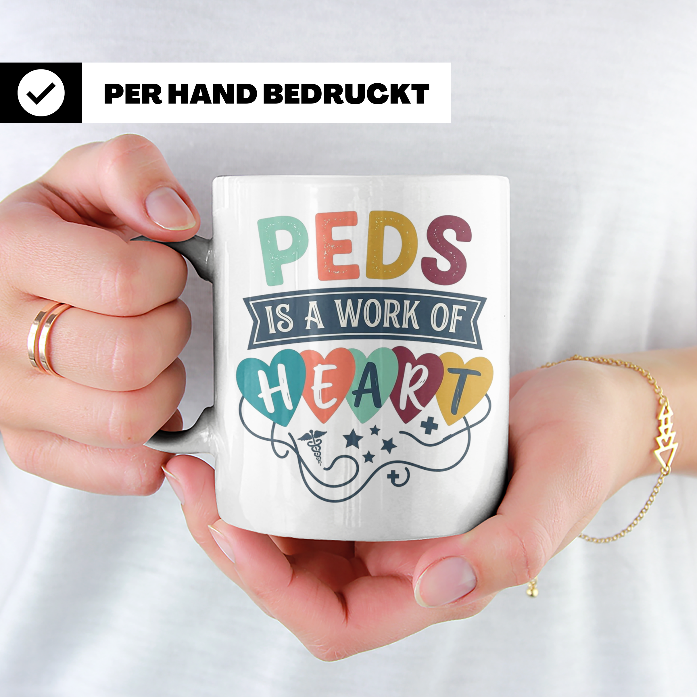 Pädiatrie Tasse Peds is a work of Heart Kinderkrankenschwest – Weiß [farbe:weiß]