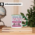 Wandern Tasse mit Spruch Prinzessin trägt Wanderschuhe | Kaf – Grün [farbe:grün]