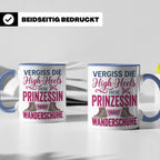 Wandern Tasse mit Spruch Prinzessin trägt Wanderschuhe | Kaf – Blau [farbe:blau]