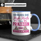 Wandern Tasse mit Spruch Prinzessin trägt Wanderschuhe | Kaf – Blau [farbe:blau]