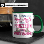 Wandern Tasse mit Spruch Prinzessin trägt Wanderschuhe | Kaf – Grün [farbe:grün]