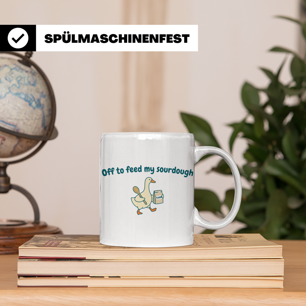 Sauerteig Tasse mit Gans, Off to feed my sourdough, Geschenk – Weiß [farbe:weiß]