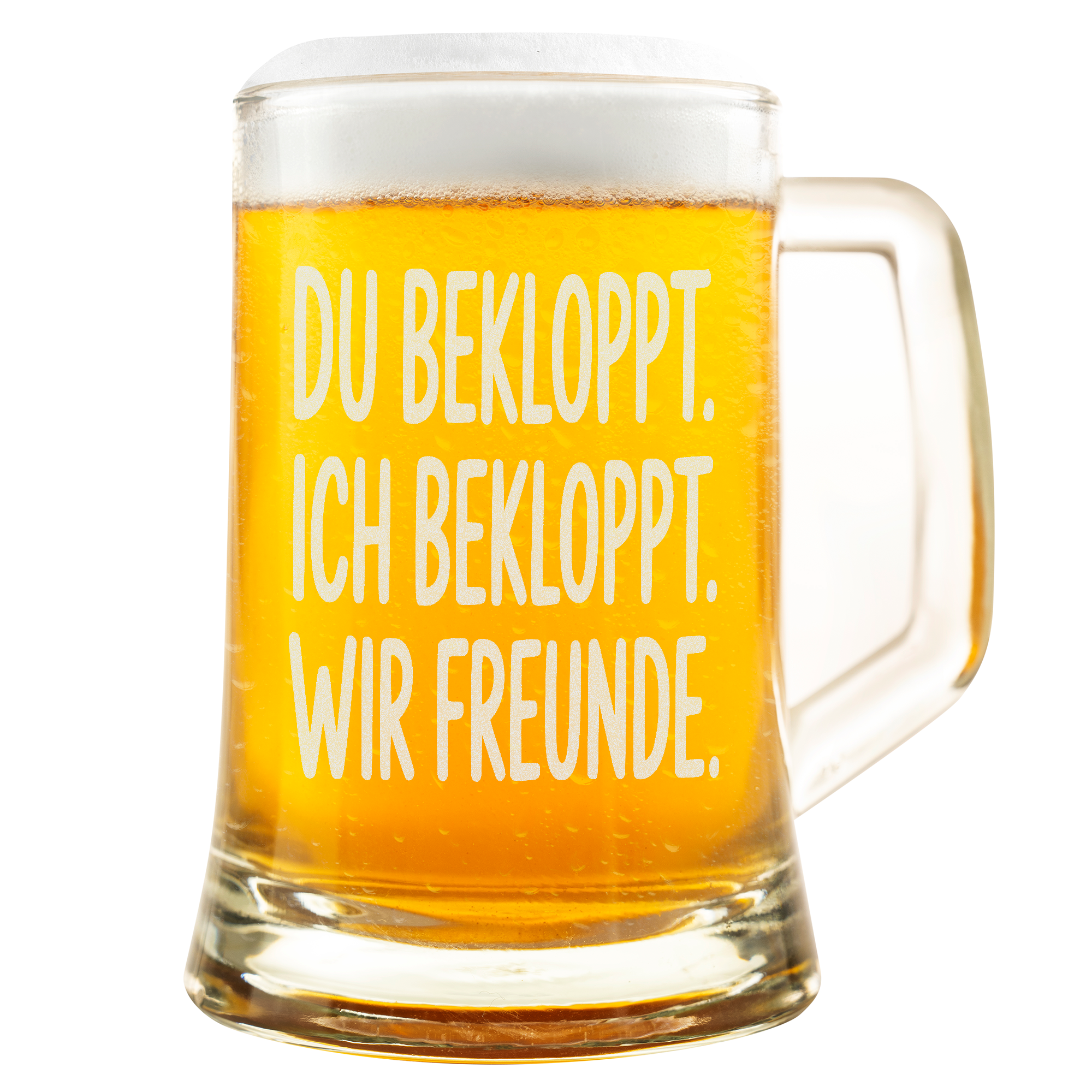 Witziger Bierkrug Freunde Design – Du Bekloppt Ich Bekloppt Wir Freunde – Lustiges Geschenk für Beste Freunde & Freundschaft