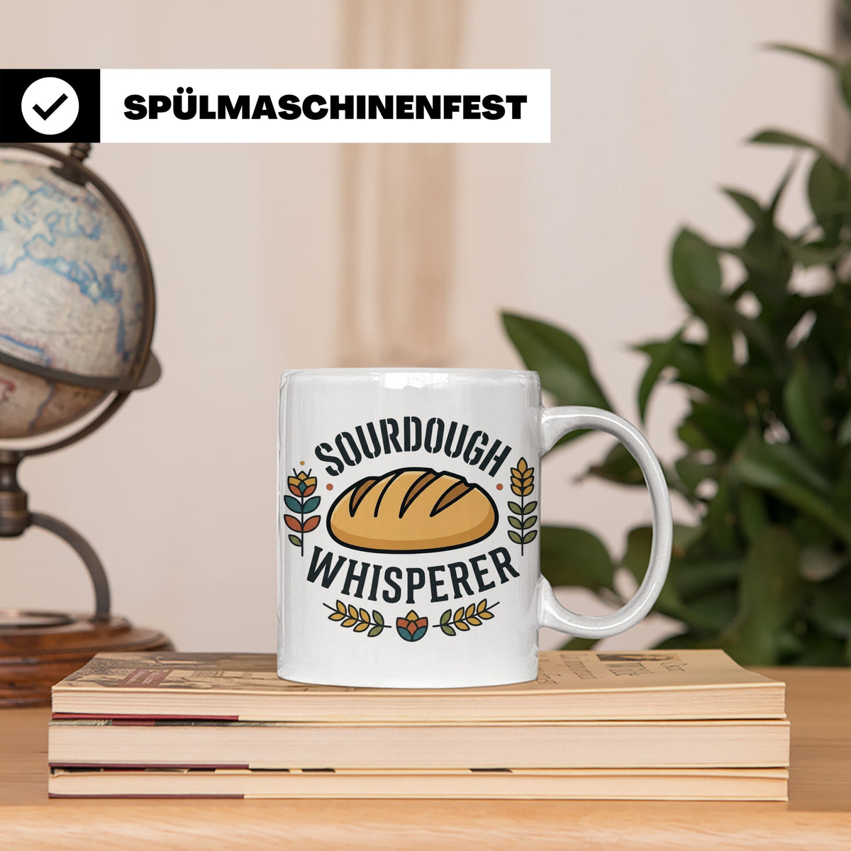 Sauerteig Tasse Sourdough Whisperer, Geschenk für Bäcker, Ho – Weiß [farbe:weiß]