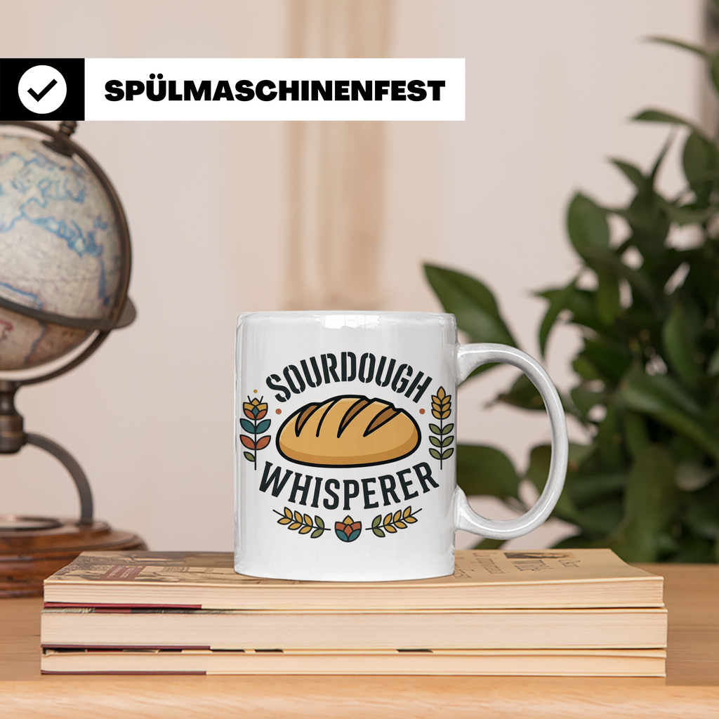 Sauerteig Tasse Sourdough Whisperer, Geschenk für Bäcker, Ho – Weiß [farbe:weiß]