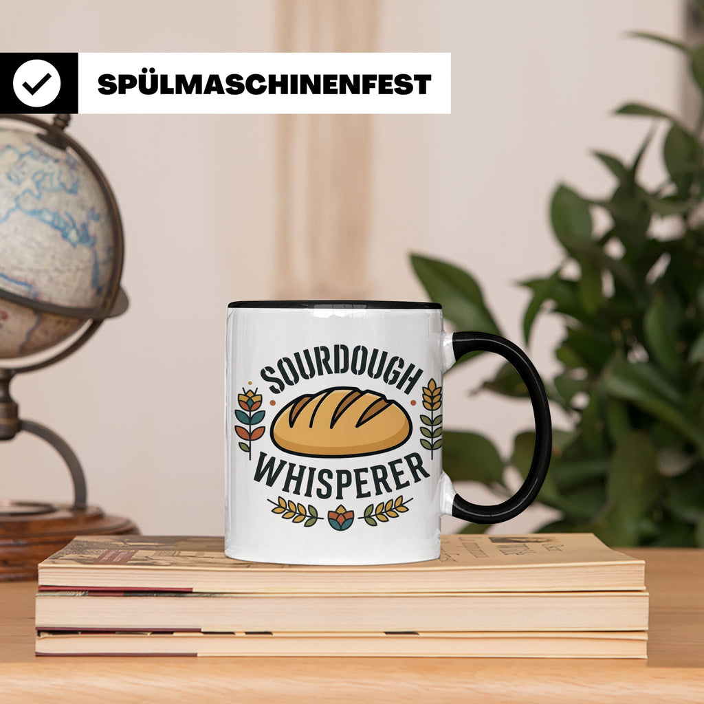 Sauerteig Tasse Sourdough Whisperer, Geschenk für Bäcker, Ho – Schwarz [farbe:schwarz]