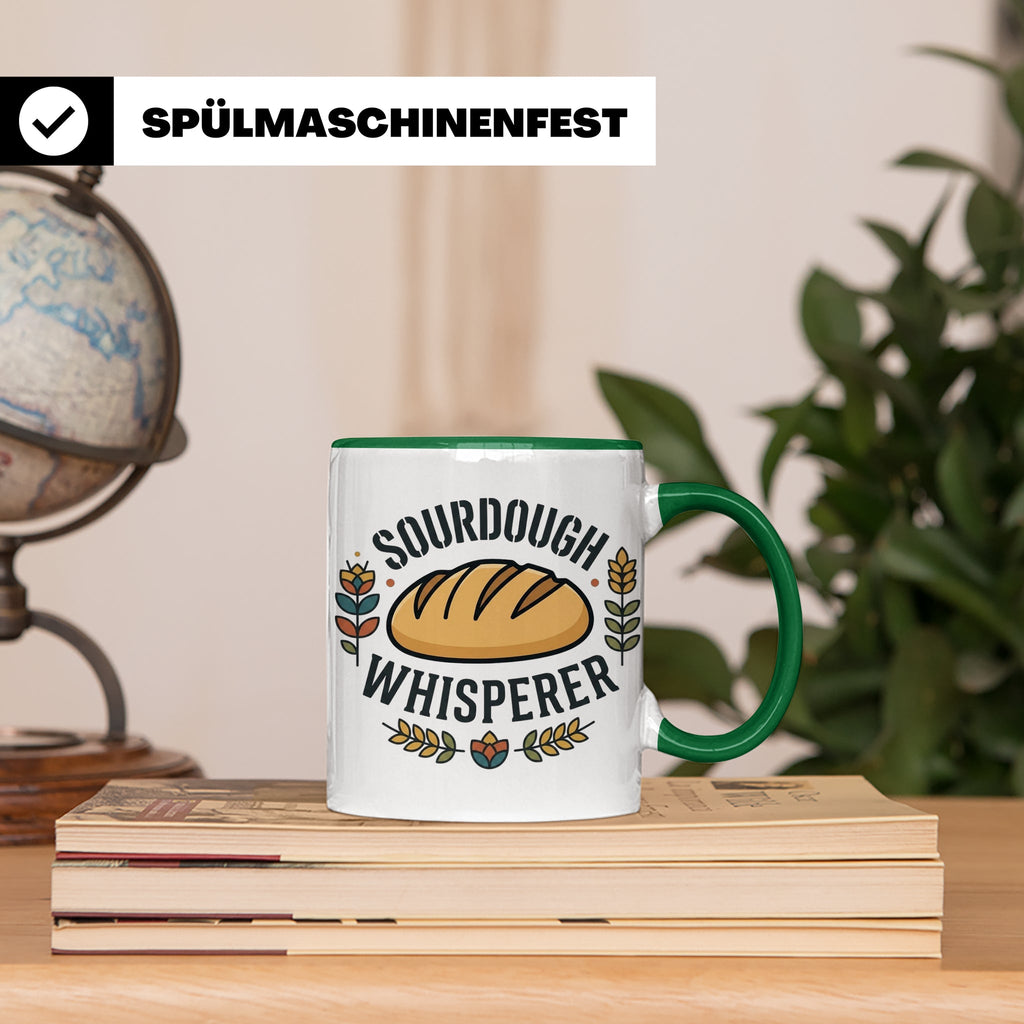 Sauerteig Tasse Sourdough Whisperer, Geschenk für Bäcker, Ho – Grün [farbe:grün]