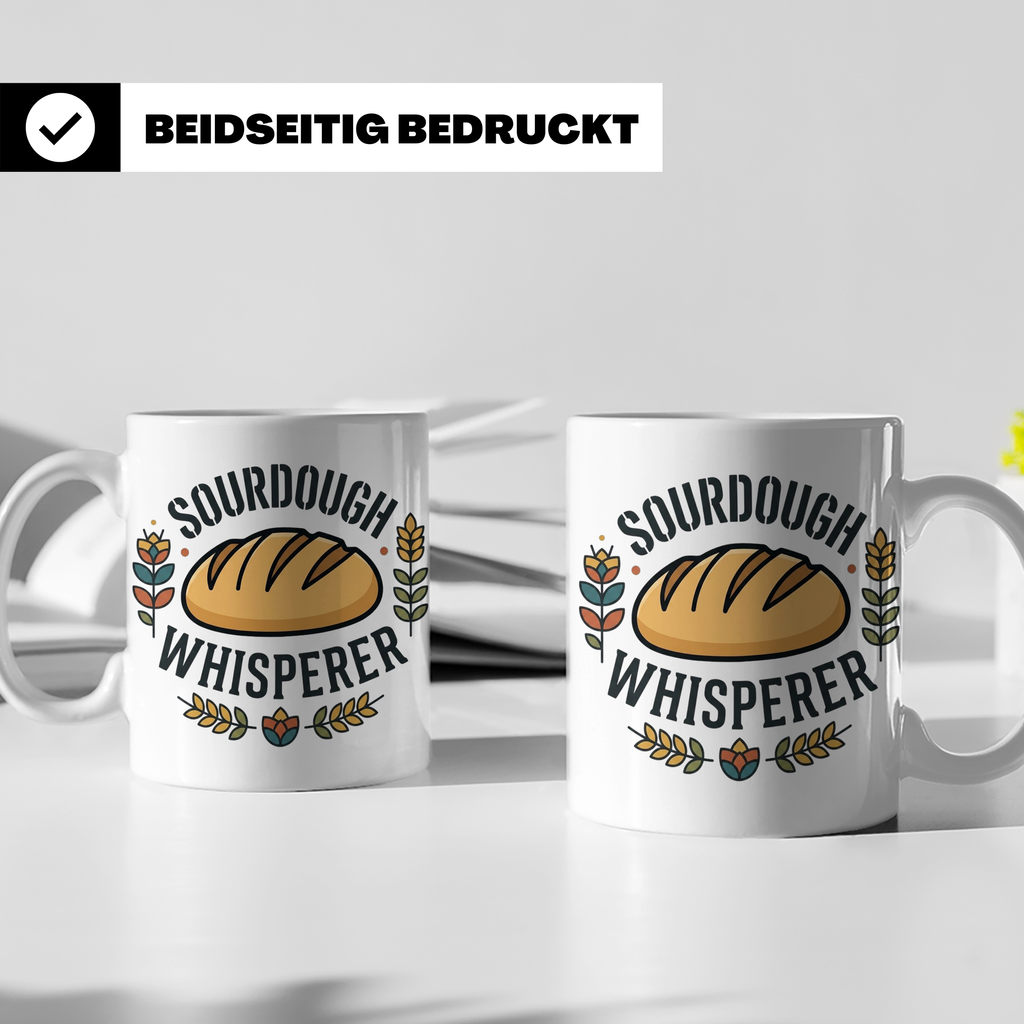 Sauerteig Tasse Sourdough Whisperer, Geschenk für Bäcker, Ho – Weiß [farbe:weiß]
