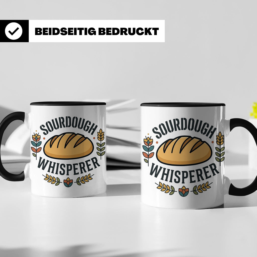 Sauerteig Tasse Sourdough Whisperer, Geschenk für Bäcker, Ho – Schwarz [farbe:schwarz]