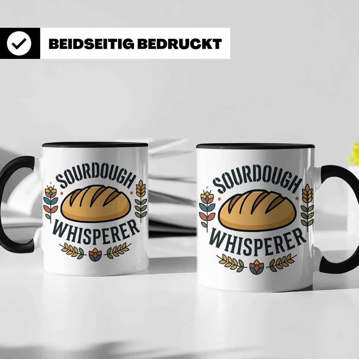 Sauerteig Tasse Sourdough Whisperer, Geschenk für Bäcker, Ho – Schwarz [farbe:schwarz]