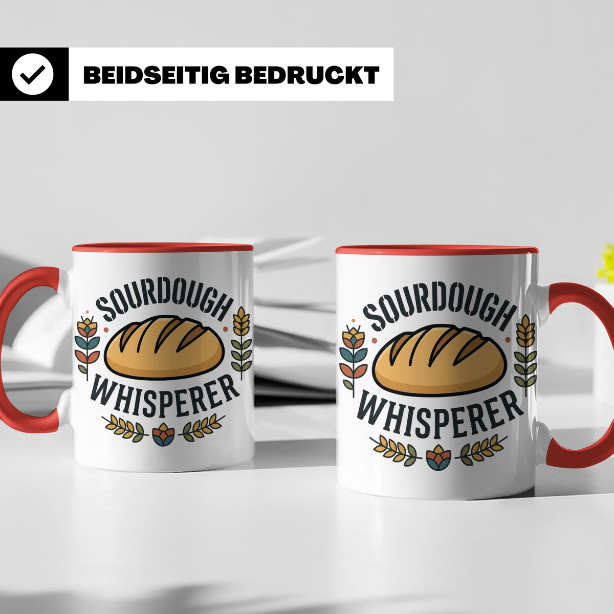 Sauerteig Tasse Sourdough Whisperer, Geschenk für Bäcker, Ho – Rot [farbe:rot]