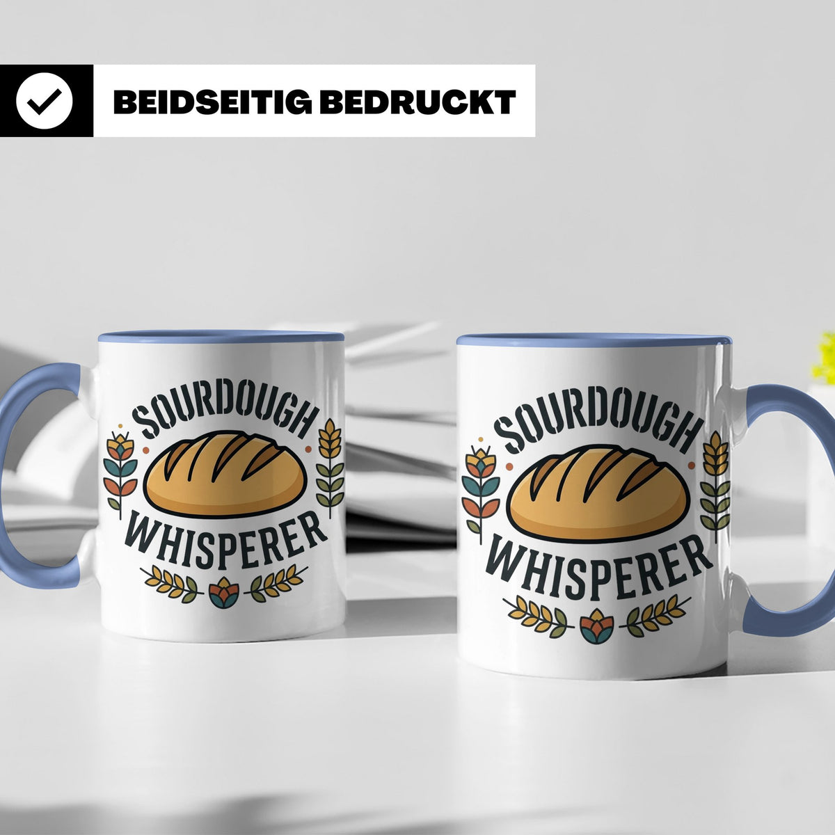 Sauerteig Tasse Sourdough Whisperer, Geschenk für Bäcker, Ho – Blau [farbe:blau]
