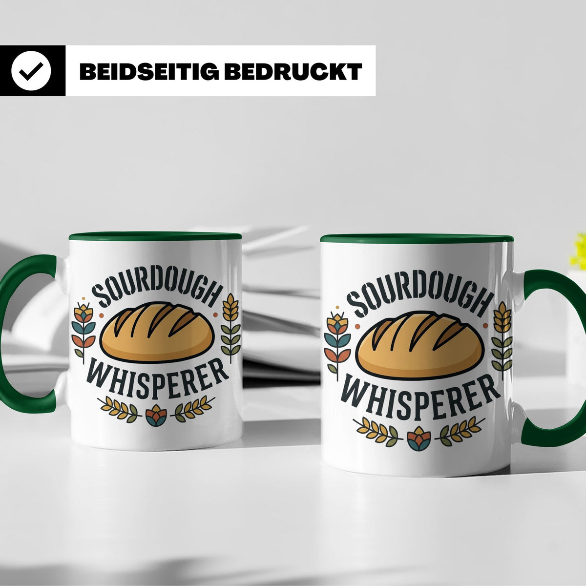 Sauerteig Tasse Sourdough Whisperer, Geschenk für Bäcker, Ho – Grün [farbe:grün]