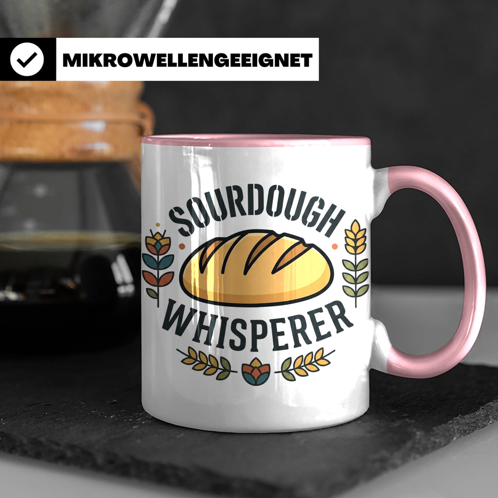 Sauerteig Tasse Sourdough Whisperer, Geschenk für Bäcker, Ho – Rosa [farbe:rosa]