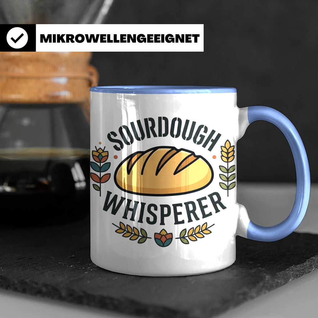 Sauerteig Tasse Sourdough Whisperer, Geschenk für Bäcker, Ho – Blau [farbe:blau]
