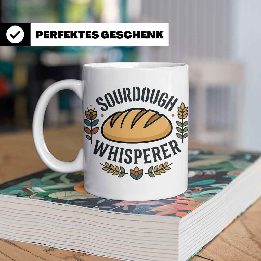 Sauerteig Tasse Sourdough Whisperer, Geschenk für Bäcker, Ho – Weiß [farbe:weiß]