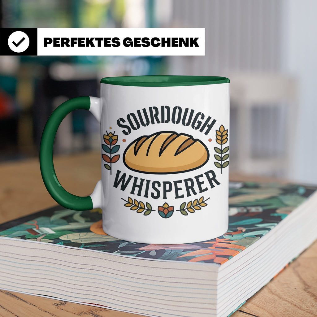 Sauerteig Tasse Sourdough Whisperer, Geschenk für Bäcker, Ho – Grün [farbe:grün]