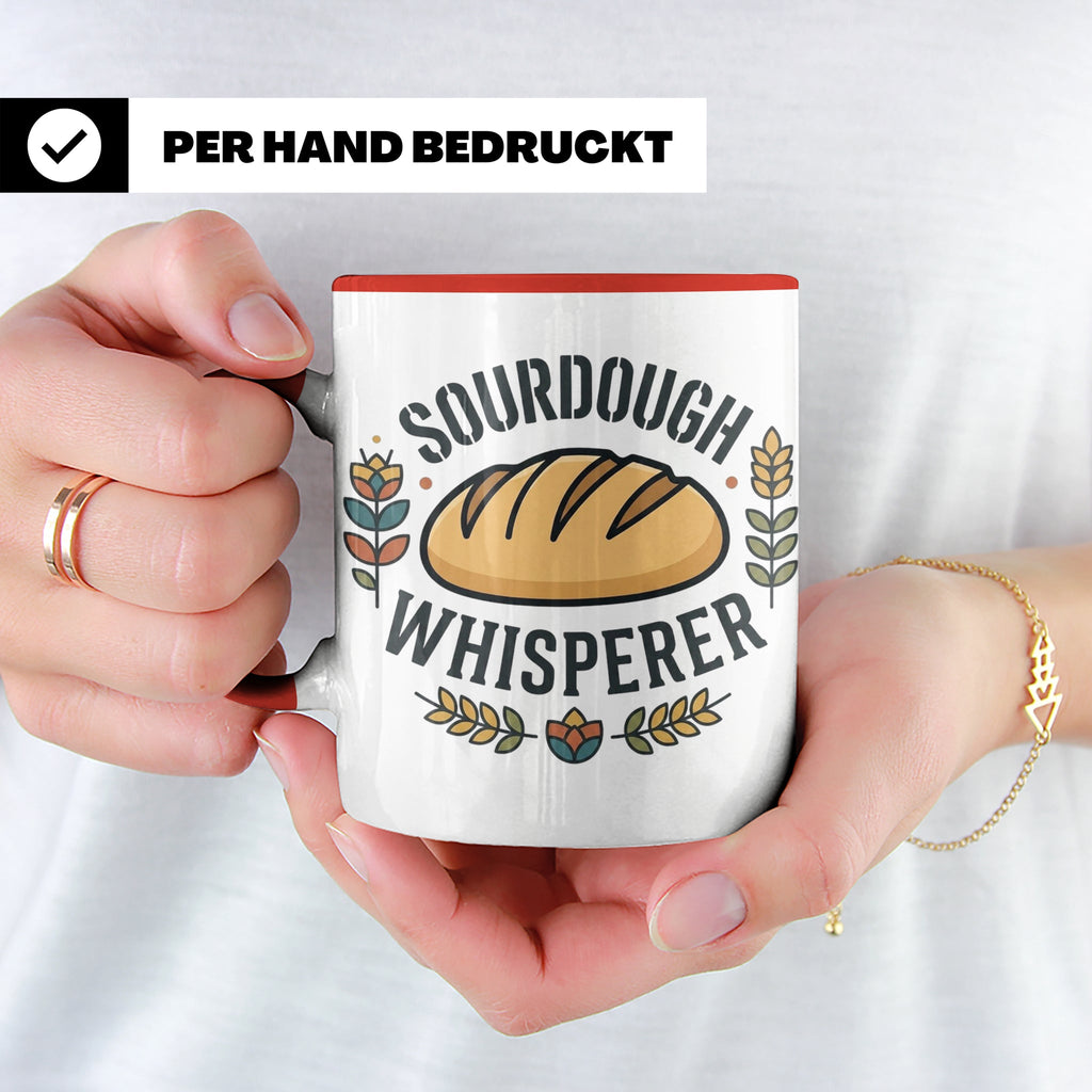 Sauerteig Tasse Sourdough Whisperer, Geschenk für Bäcker, Ho – Rot [farbe:rot]
