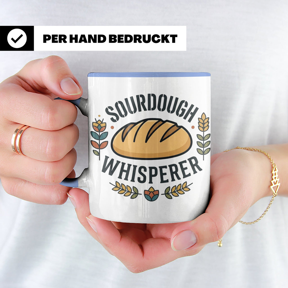 Sauerteig Tasse Sourdough Whisperer, Geschenk für Bäcker, Ho – Blau [farbe:blau]