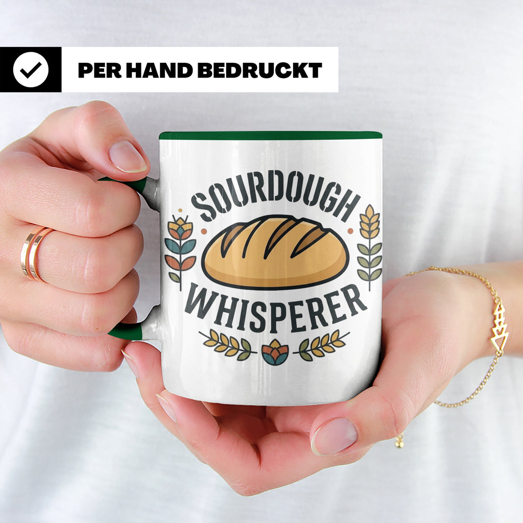 Sauerteig Tasse Sourdough Whisperer, Geschenk für Bäcker, Ho – Grün [farbe:grün]