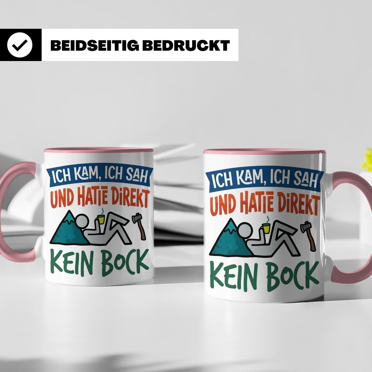 Handwerker Tasse Lustig Spruch Ich kam ich sah direkt kein B – Rosa [farbe:rosa]