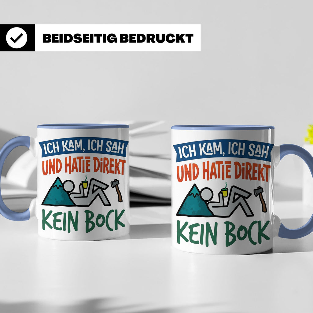 Handwerker Tasse Lustig Spruch Ich kam ich sah direkt kein B – Blau [farbe:blau]