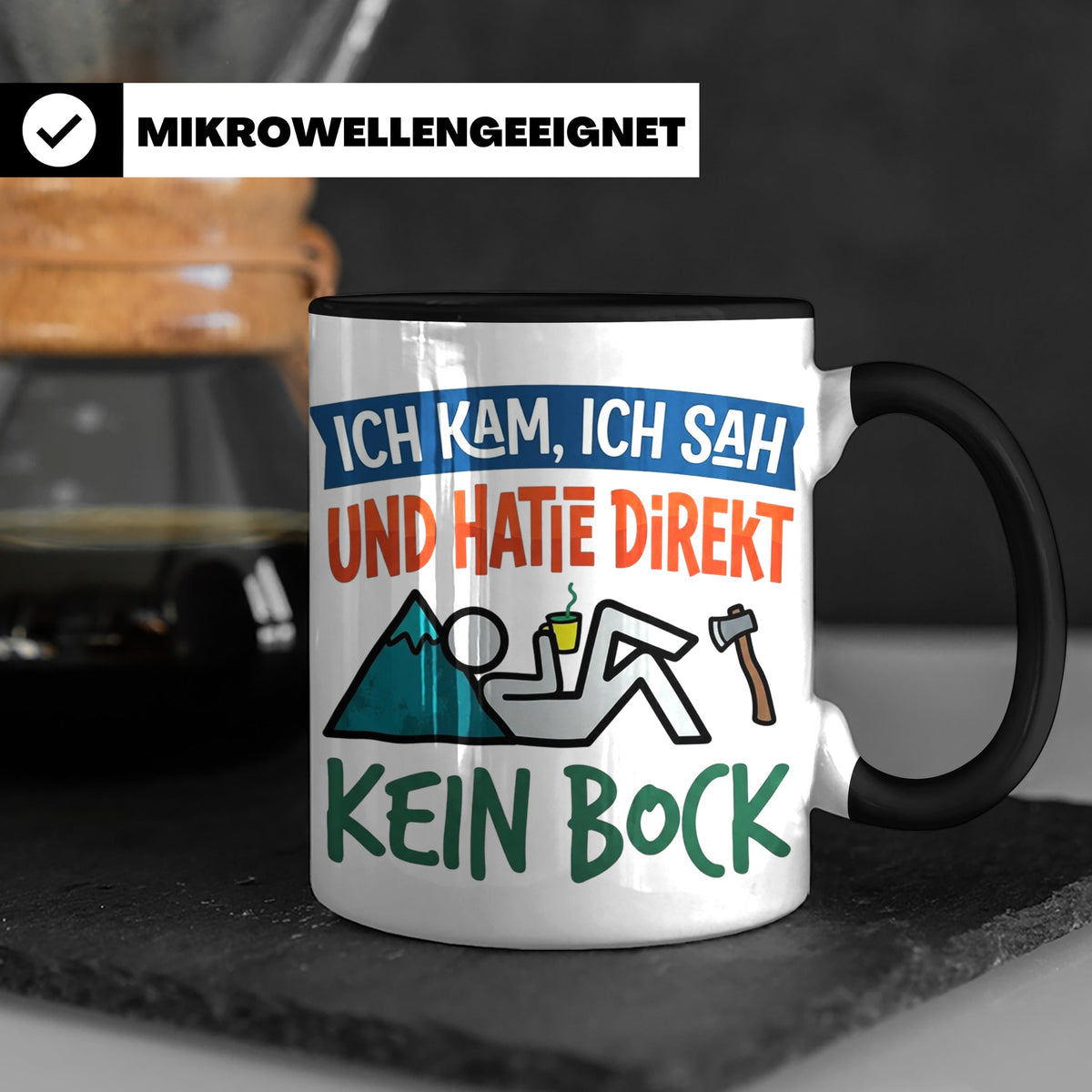 Handwerker Tasse Lustig Spruch Ich kam ich sah direkt kein B – Schwarz [farbe:schwarz]