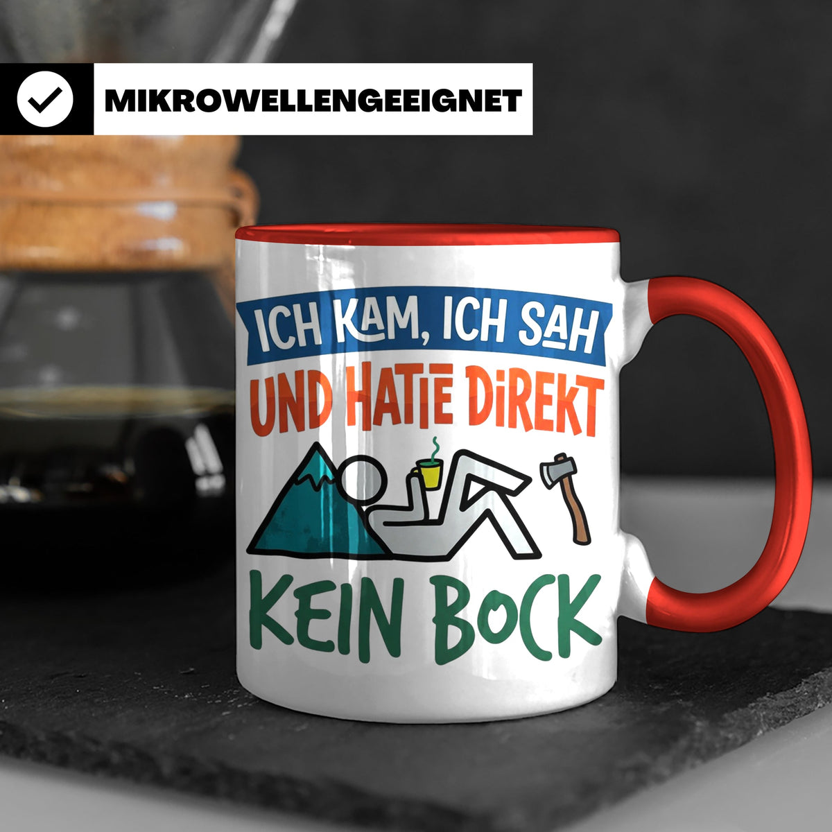 Handwerker Tasse Lustig Spruch Ich kam ich sah direkt kein B – Rot [farbe:rot]