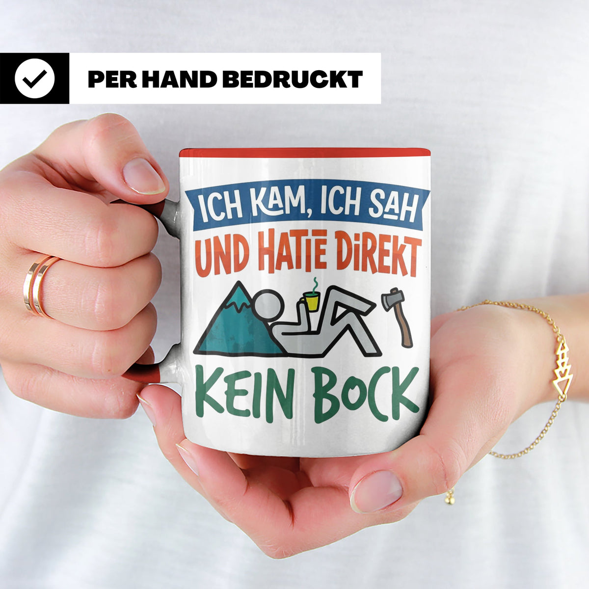Handwerker Tasse Lustig Spruch Ich kam ich sah direkt kein B – Rot [farbe:rot]