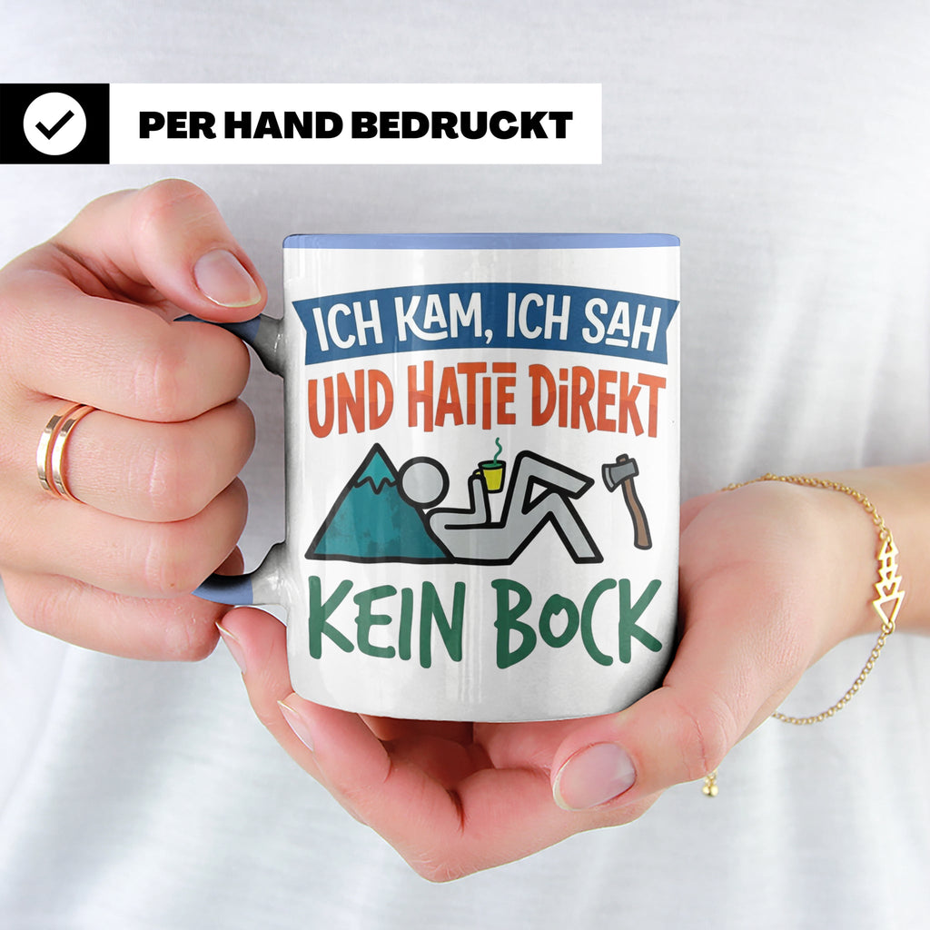 Handwerker Tasse Lustig Spruch Ich kam ich sah direkt kein B – Blau [farbe:blau]