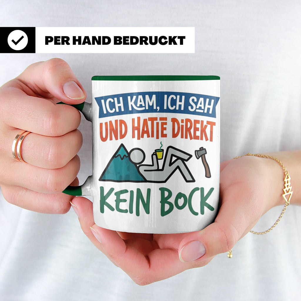 Handwerker Tasse Lustig Spruch Ich kam ich sah direkt kein B – Grün [farbe:grün]