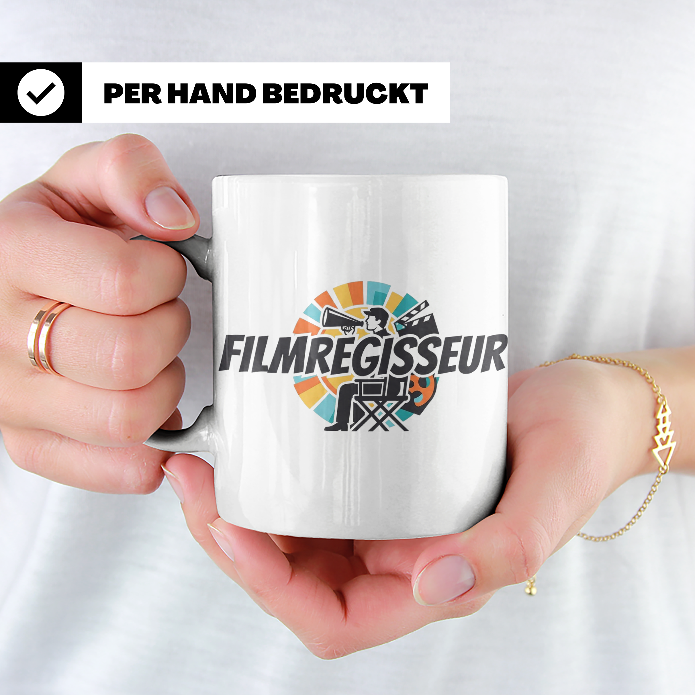 Filmregisseur Tasse Kaffeebecher Geschenk für Filmemacher Re – Weiß [farbe:weiß]