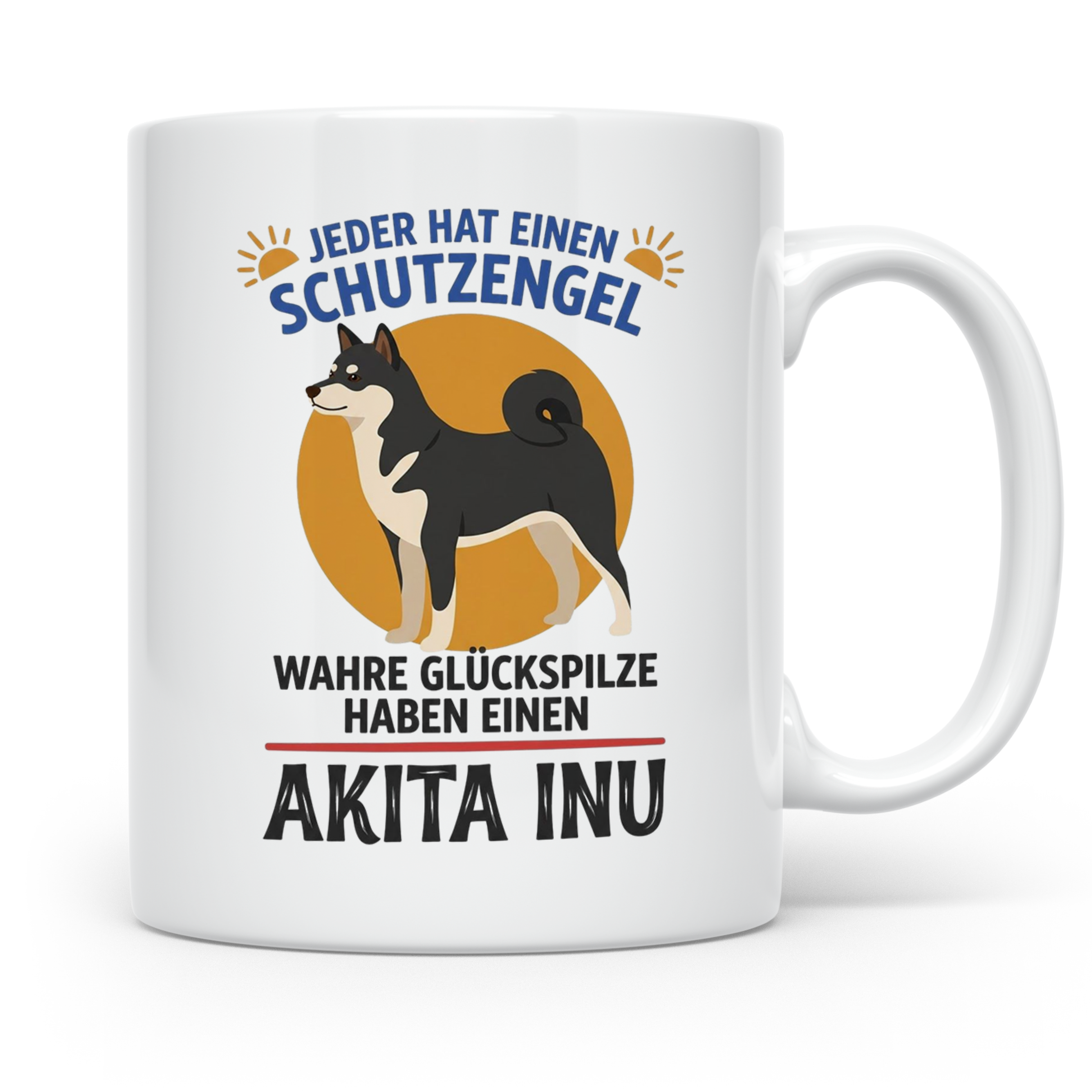 Akita Inu Tasse Schutzengel Glückspilz Spruch | Kaffeebecher – Weiß [farbe:weiß]