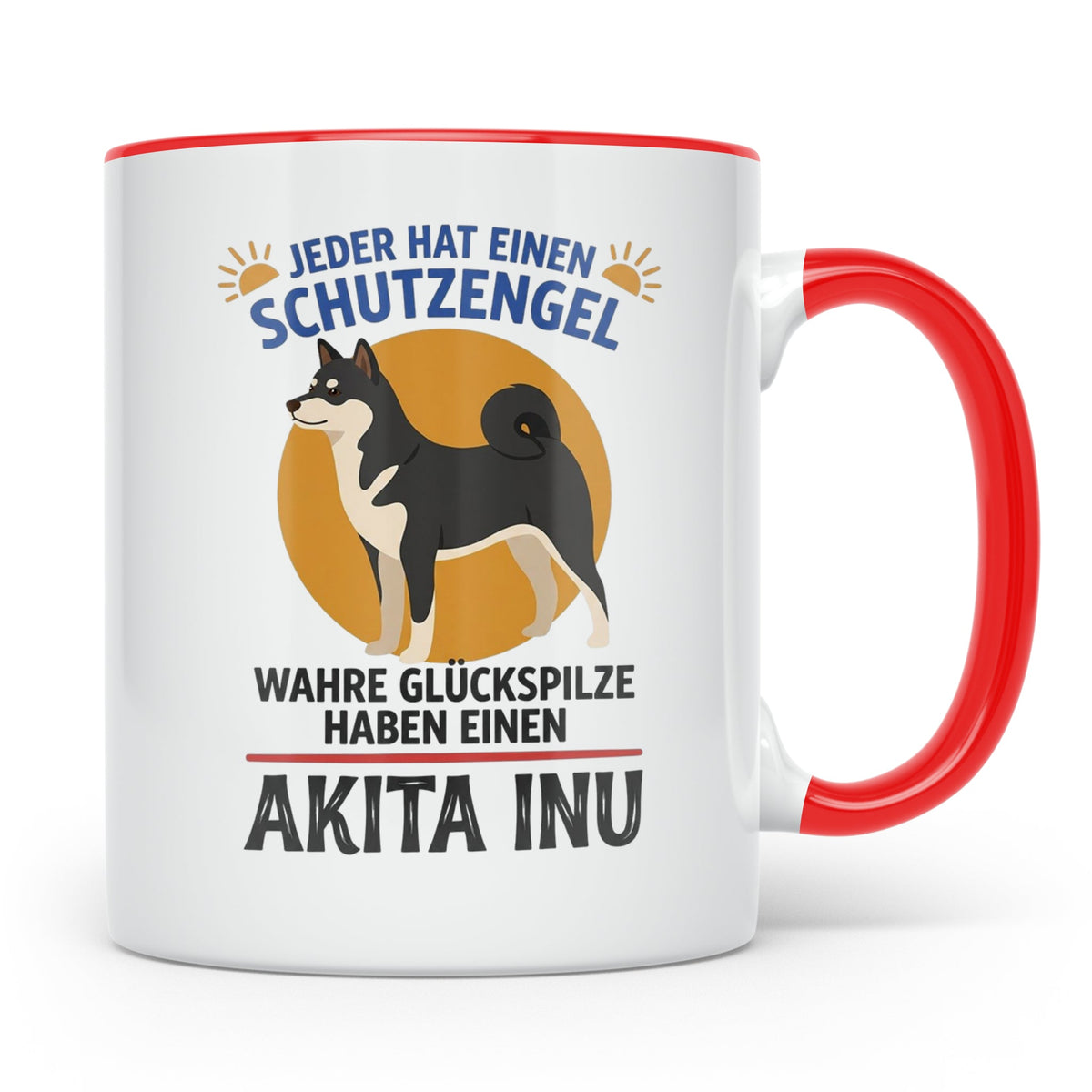 Akita Inu Tasse Schutzengel Glückspilz Spruch | Kaffeebecher – Rot [farbe:rot]