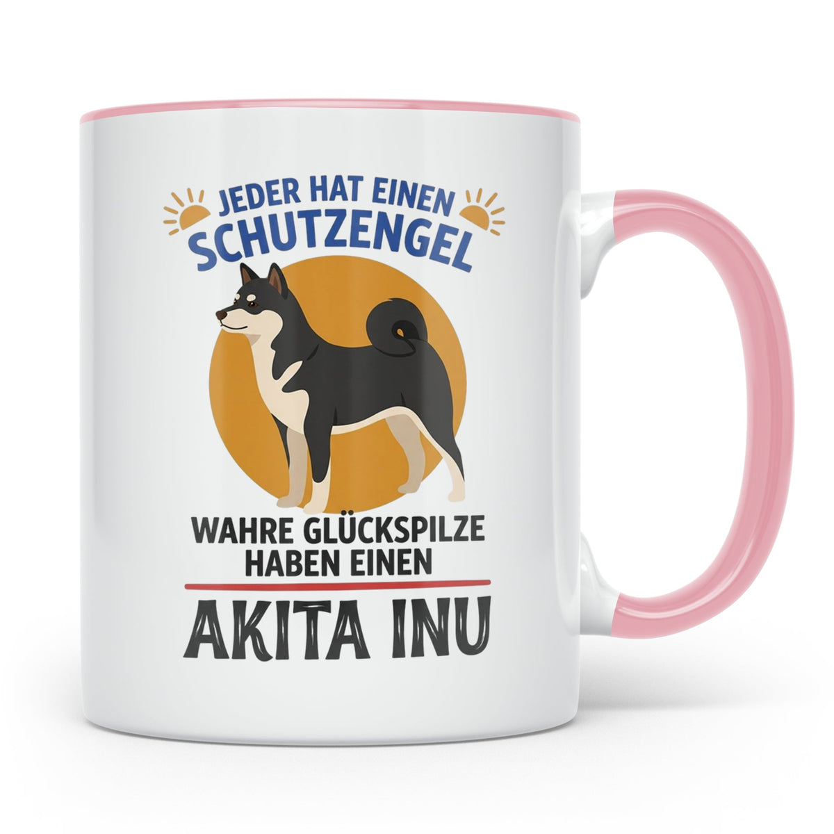 Akita Inu Tasse Schutzengel Glückspilz Spruch | Kaffeebecher – Rosa [farbe:rosa]