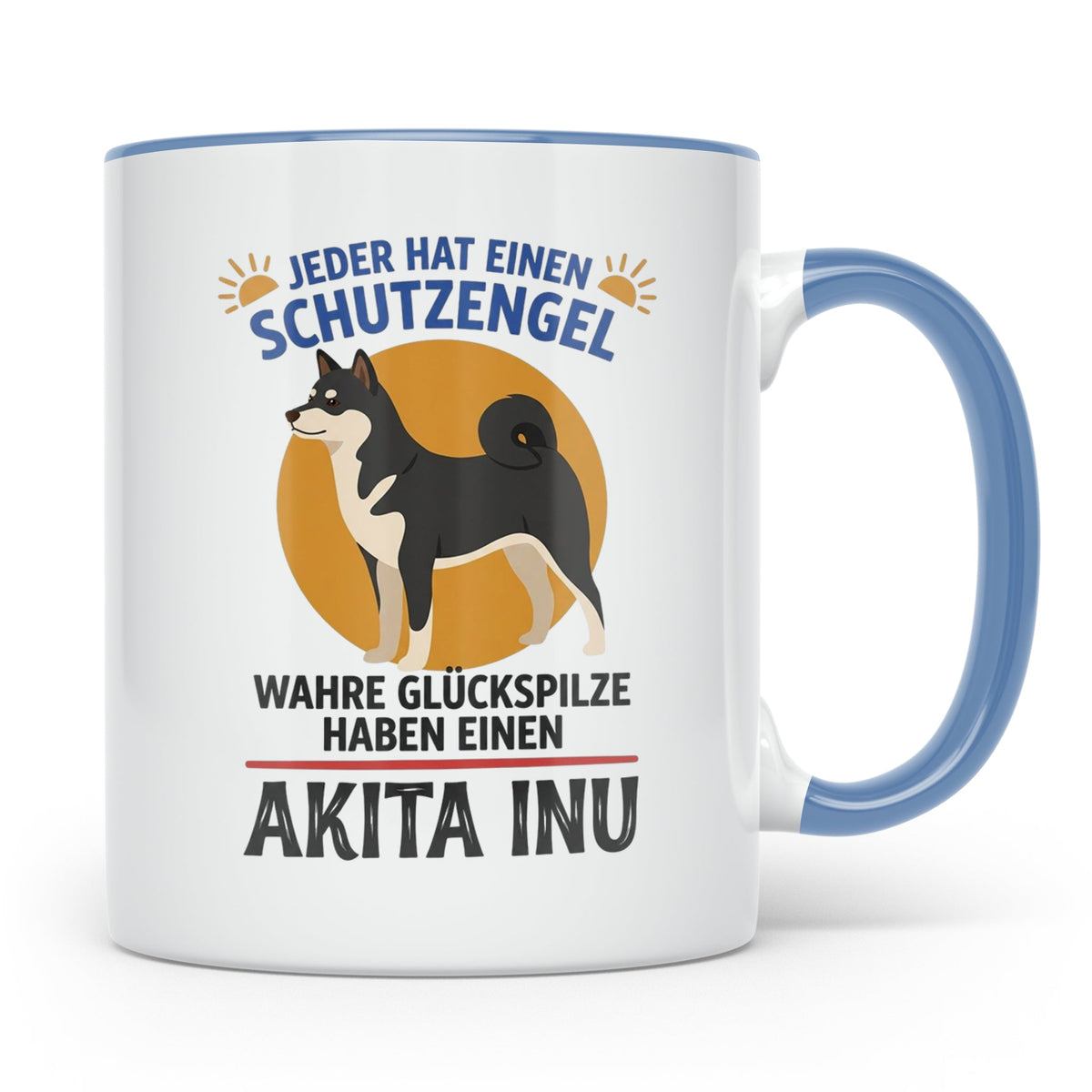 Akita Inu Tasse Schutzengel Glückspilz Spruch | Kaffeebecher – Blau [farbe:blau]