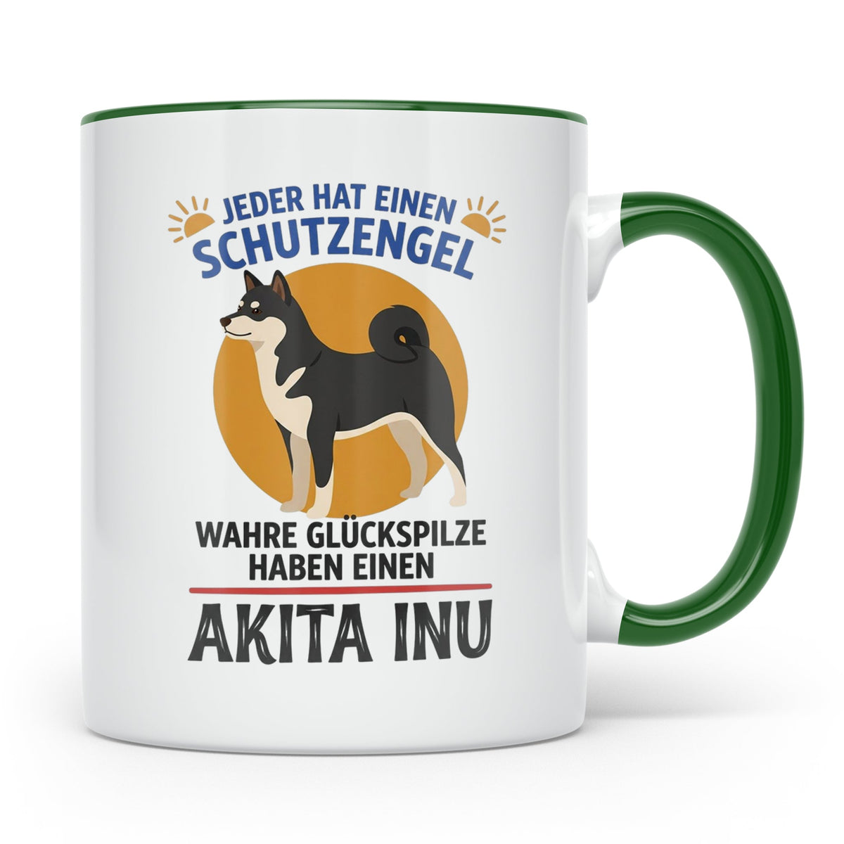 Akita Inu Tasse Schutzengel Glückspilz Spruch | Kaffeebecher – Grün [farbe:grün]