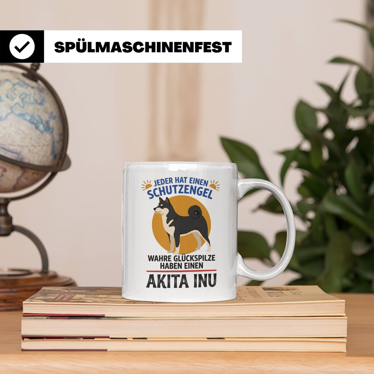 Akita Inu Tasse Schutzengel Glückspilz Spruch | Kaffeebecher – Weiß [farbe:weiß]